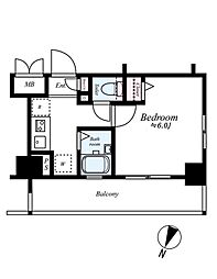 L-Flat田町 1Kの間取図画像