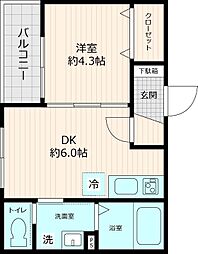 リオ ノンブレ 1DKの間取図画像