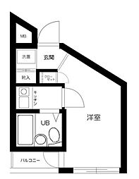 スカイコート新宿3 1Kの間取図画像