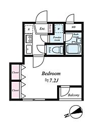 ネートゥル中馬込 1Kの間取図画像