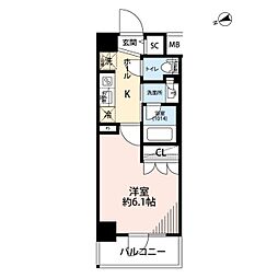 プレール・ドゥーク品川南大井 1Kの間取図画像