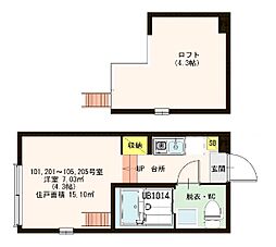 ハーモニーテラス蓮沼町 1Kの間取図画像
