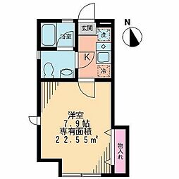 スカイクーレ 1Kの間取図画像