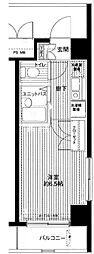 メインステージ目黒南 1Kの間取図画像