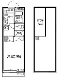 メインシティガーデン華 1Kの間取図画像