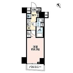 プレール・ドゥーク中板橋 1Kの間取図画像