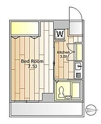 クレール浅野 1Kの間取図画像