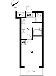 スカイコート市ヶ谷5 1Kの間取図画像