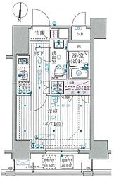 プレール・ドゥーク東京EAST3 1Kの間取図画像