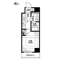 プレール・ドゥーク東京EAST 1Kの間取図画像