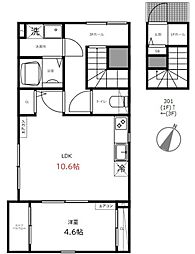 メゾン楠 1LDKの間取図画像