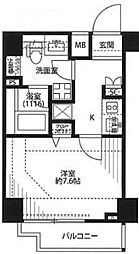 プレール・ドゥークときわ台 1Kの間取図画像
