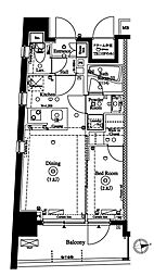 アクサス東新宿アジールコート 1DKの間取図画像