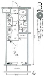 スカイコート多摩川壱番館 1Kの間取図画像