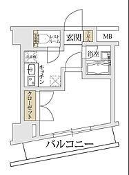 ソアブール日本橋 1Kの間取図画像