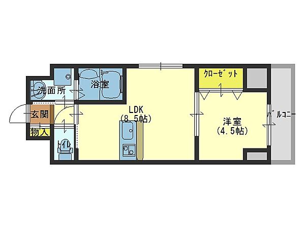 大阪府大阪市中央区東平１丁目(賃貸マンション1LDK・2階・35.21㎡)の写真 その2