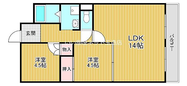 大阪府大阪市東成区深江南１丁目(賃貸マンション2LDK・4階・54.00㎡)の写真 その2