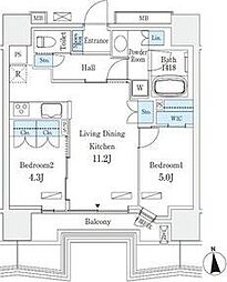 STANDZ四天王寺前夕陽丘 2LDKの間取図画像