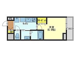 オズレジデンス今里南 1Kの間取図画像