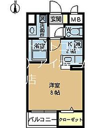 アダージェ小路 1Kの間取図画像