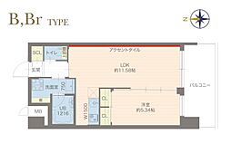プレジオ城東 1LDKの間取図画像