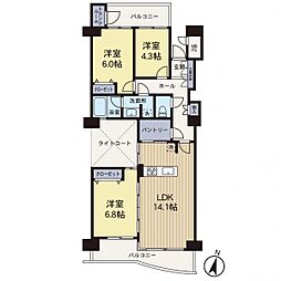 ハイネスアミティ鶴間壱番館 3LDKの間取図画像