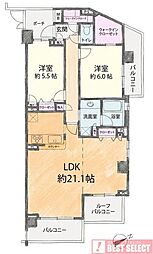クレストフォルム浮間公園GOLDCREST 2LDKの間取図画像