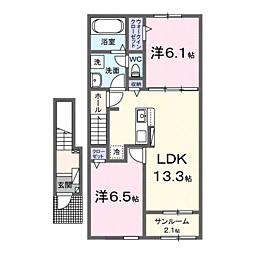 ｓｏｒａ 2階2LDKの間取り