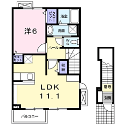 サンフラワー　Ｂ 2階1LDKの間取り