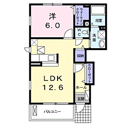 アプト・ブリーズ 1階1LDKの間取り