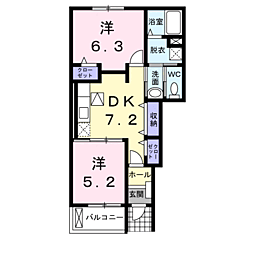 ミナミ　III 1階2DKの間取り