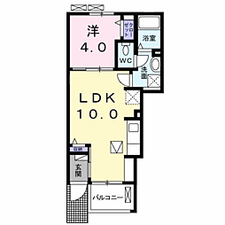フェリーチェ 1階1LDKの間取り