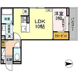 Ｊ-Ｒｏｏｍ妃　VII番館　屋代駅前 203 2階1LDKの間取り