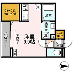 Ｊ-Ｒｏｏｍ妃　VII番館　屋代駅前 306 3階ワンルームの間取り