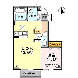 プチコート3 1LDKの間取図画像