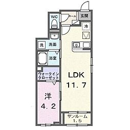 ハイツリバーサイド1 1LDKの間取図画像