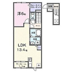 ハイツリバーサイド1 1LDKの間取図画像