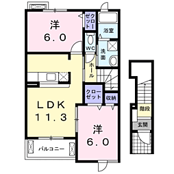 パルメゾン千曲 2LDKの間取図画像