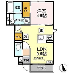 グランディールT E棟 1LDKの間取図画像