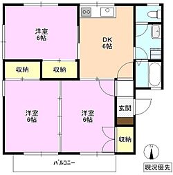 フォーダイアモンズタウンB 3DKの間取図画像