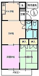 エスポワール伊藤2 2LDKの間取図画像
