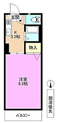 フレグランスこしの2 1Kの間取図画像