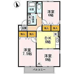アバンサール・ミヤオ 3DKの間取図画像