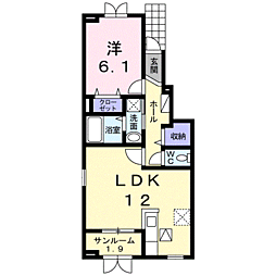 サンフィオーレ三本柳 1LDKの間取図画像