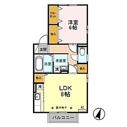 J-Room☆妃A 1LDKの間取図画像