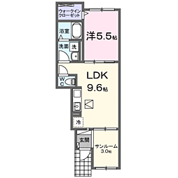 ウラノス 1階1LDKの間取り