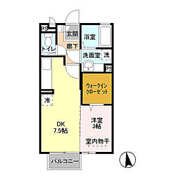 豊田弐番館 1DKの間取図画像