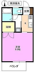 グリーンハイムA 1Kの間取図画像