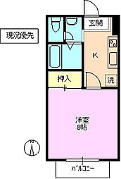 ドゥエリング・秀 1Kの間取図画像
