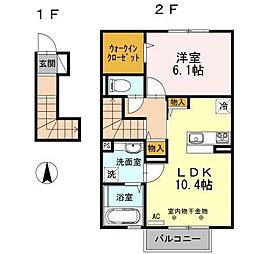 ウィット新町A 1LDKの間取図画像